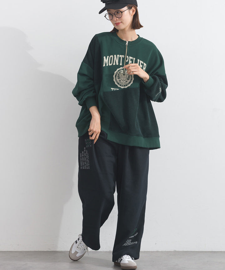 【iriey】多元品牌字母印花 側褶鬆緊腰長褲 Japan E-Shop