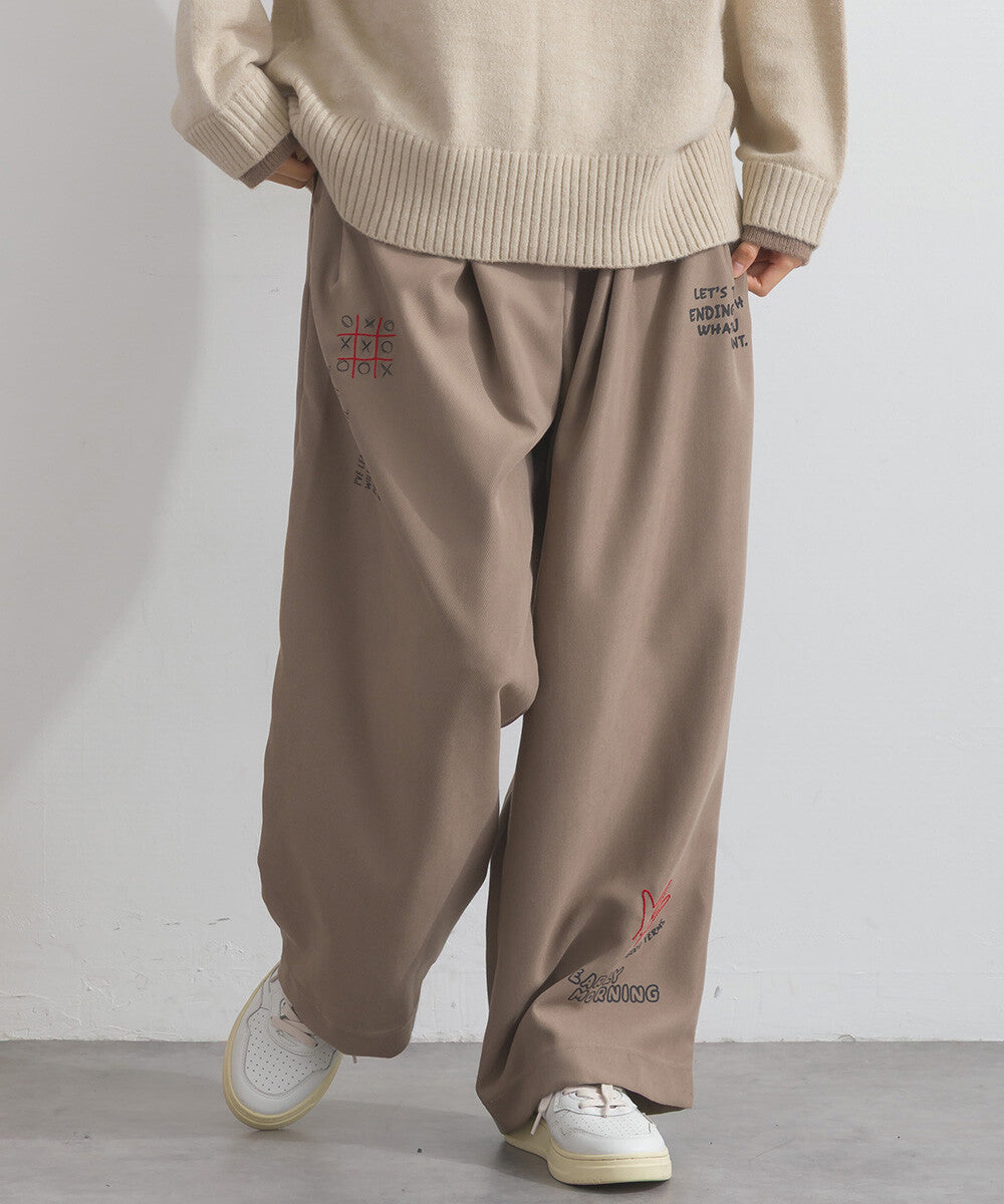 【iriey】多元品牌字母印花 側褶鬆緊腰長褲 Japan E-Shop