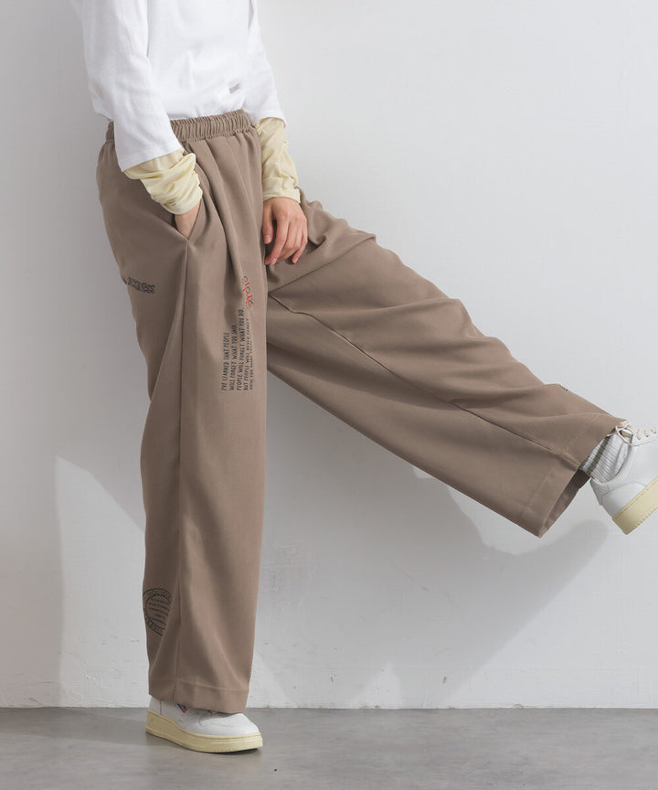 【iriey】多元品牌字母印花 側褶鬆緊腰長褲 Japan E-Shop