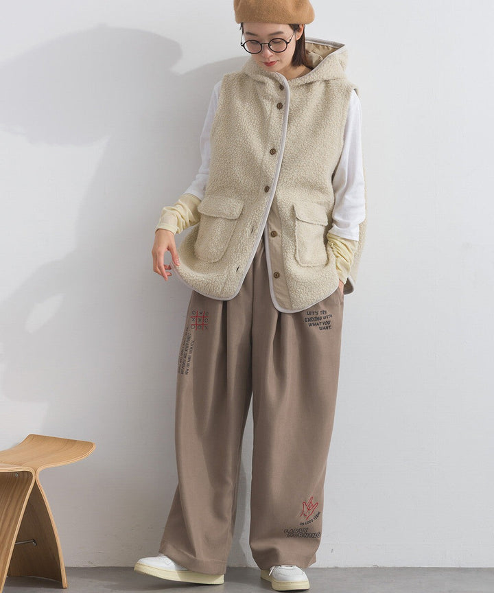 【iriey】多元品牌字母印花 側褶鬆緊腰長褲 Japan E-Shop