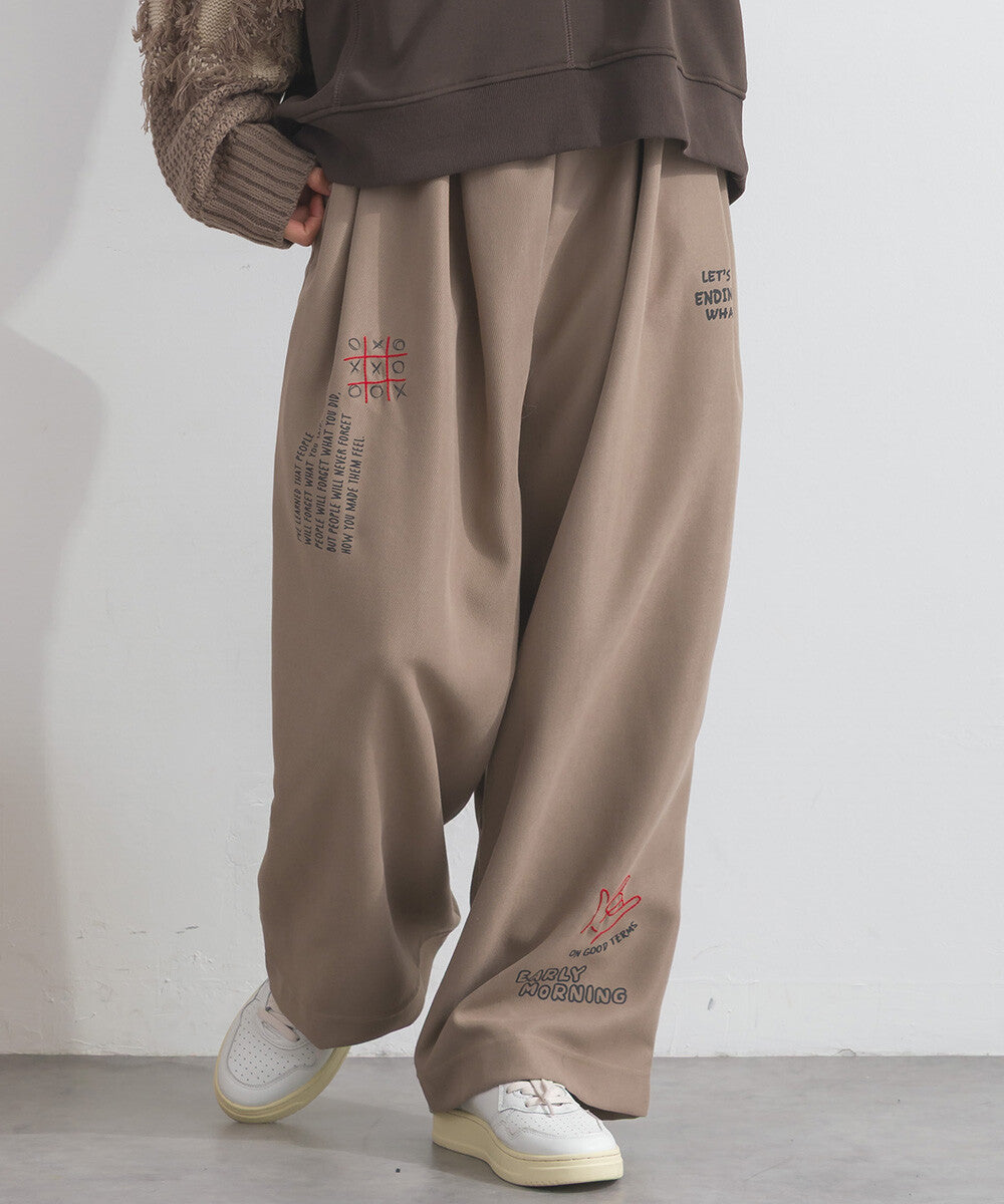 【iriey】多元品牌字母印花 側褶鬆緊腰長褲 Japan E-Shop