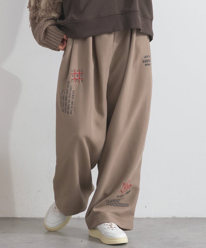 【iriey】多元品牌字母印花 側褶鬆緊腰長褲 Japan E-Shop