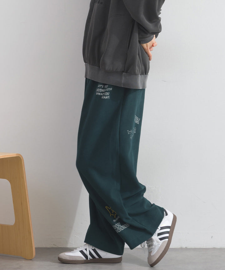【iriey】多元品牌字母印花 側褶鬆緊腰長褲 Japan E-Shop