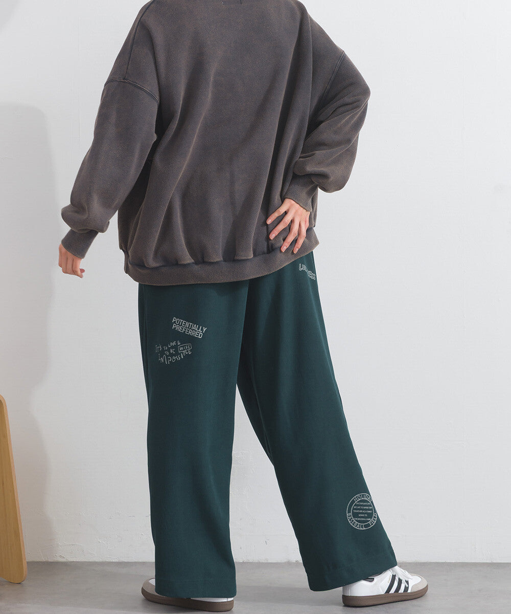【iriey】多元品牌字母印花 側褶鬆緊腰長褲 Japan E-Shop