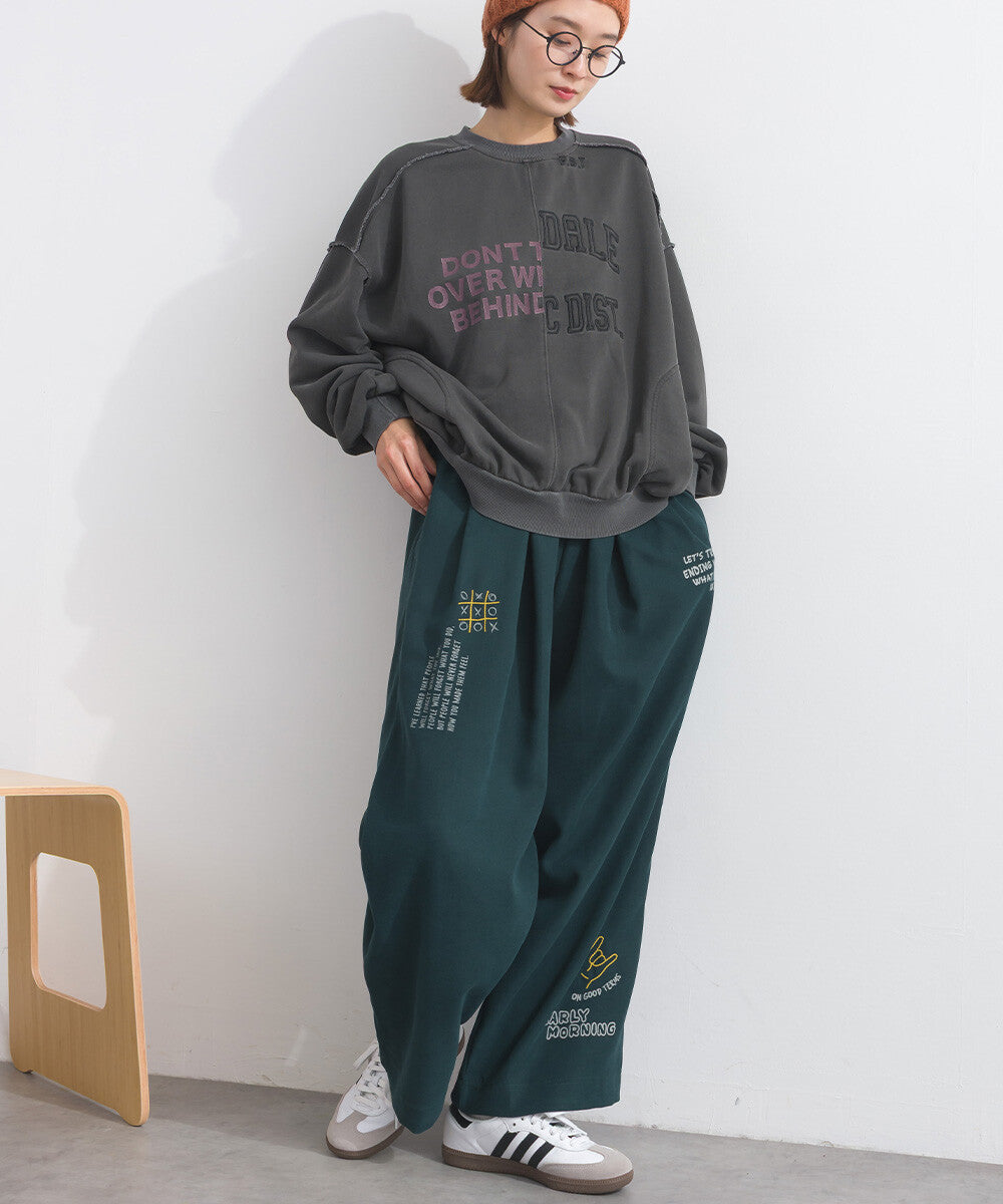 【iriey】多元品牌字母印花 側褶鬆緊腰長褲 Japan E-Shop