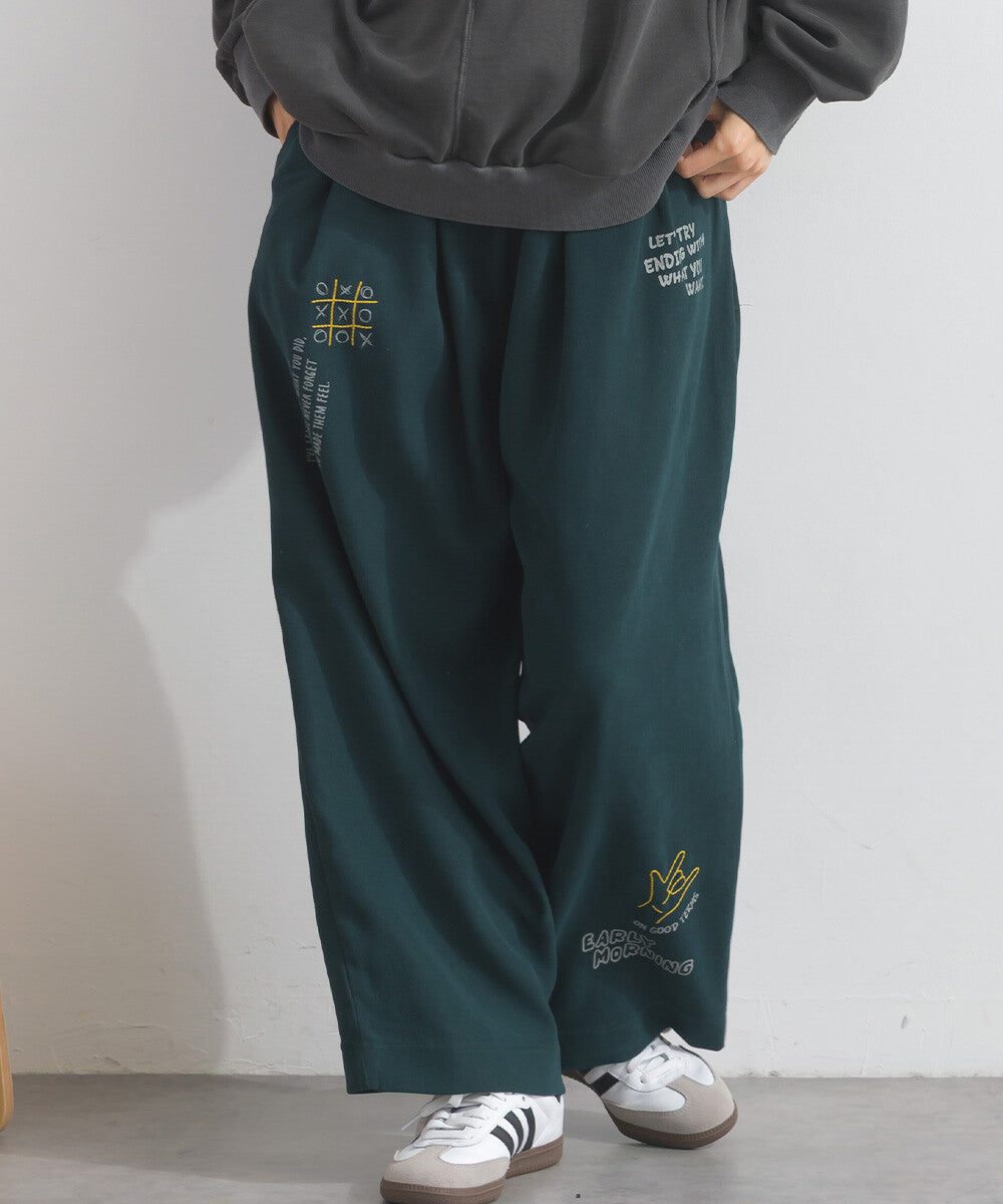【iriey】多元品牌字母印花 側褶鬆緊腰長褲 Japan E-Shop