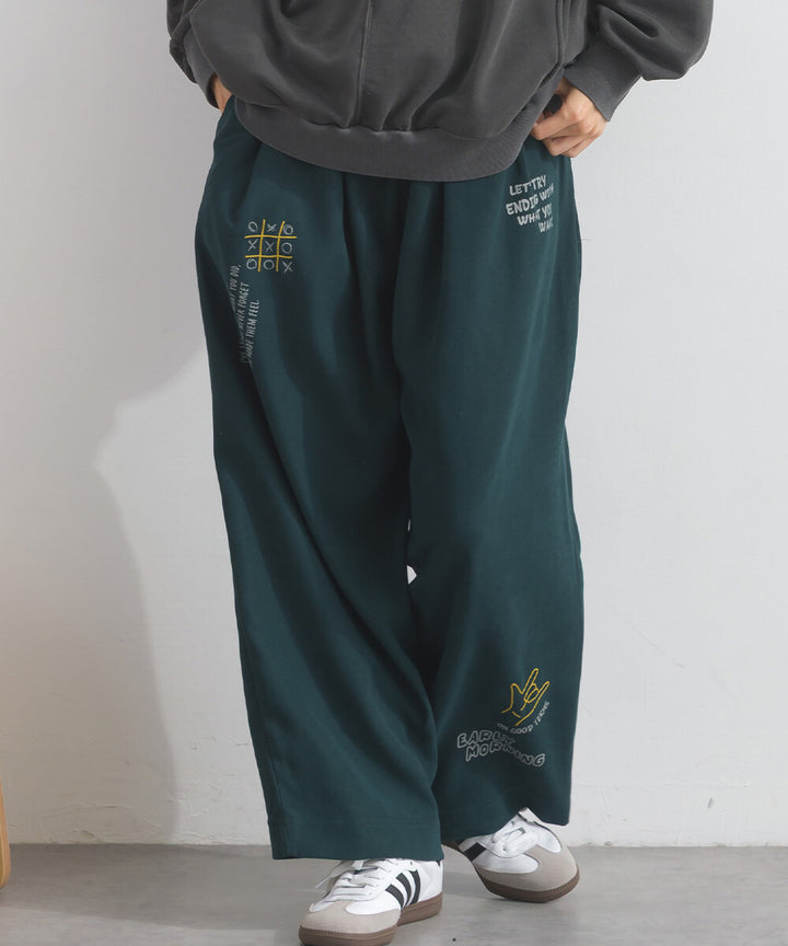 【iriey】多元品牌字母印花 側褶鬆緊腰長褲 Japan E-Shop