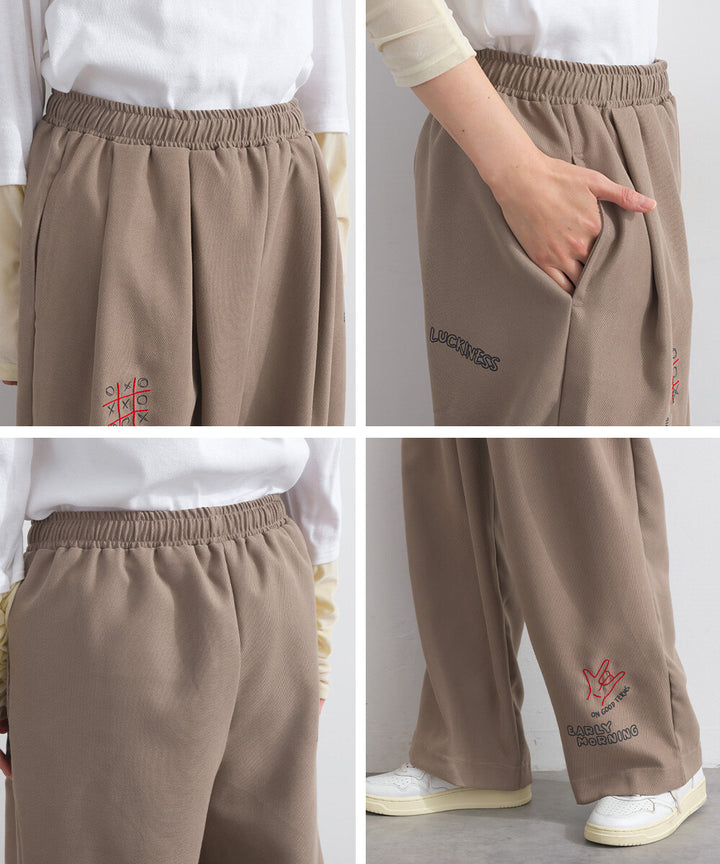 【iriey】多元品牌字母印花 側褶鬆緊腰長褲 Japan E-Shop