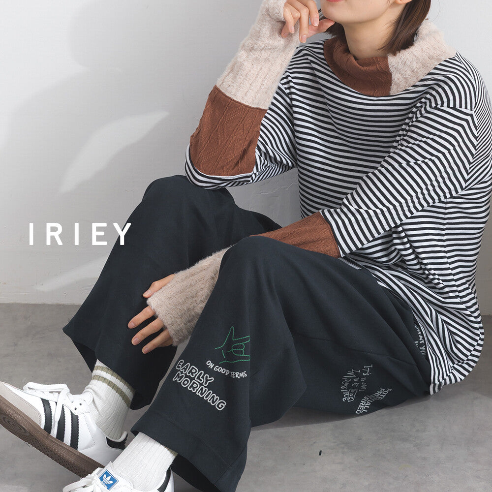 【iriey】多元品牌字母印花 側褶鬆緊腰長褲 Japan E-Shop