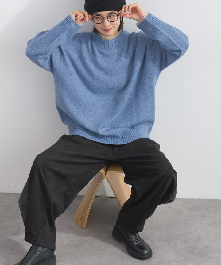 【iriey】假麂皮觸感 側褶繭形 鬆緊腰長褲 Japan E-Shop