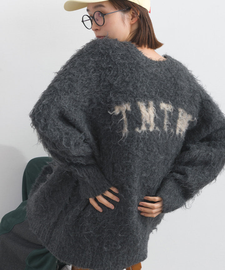 【iriey】大刺繡品牌字母 刷毛針織 雙面穿開衫 Japan E-Shop