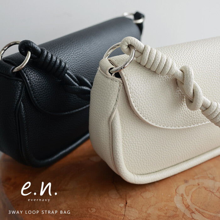 【evernavy】3用可拆式環形背帶仿皮肩背包 黑色 Japan E-Shop