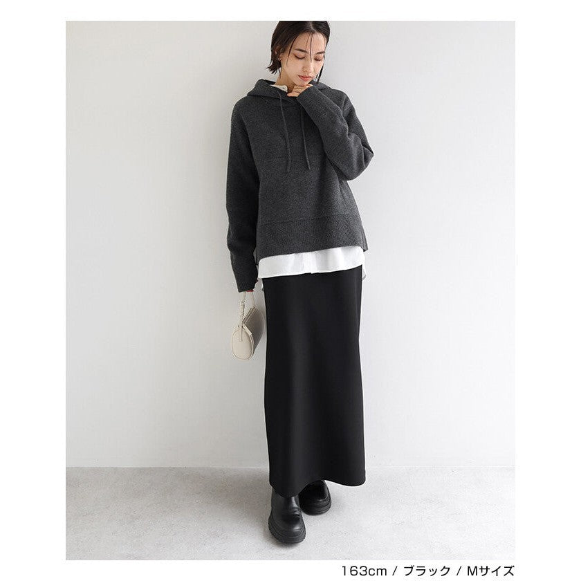 【evernavy】刷毛彈力羅馬布直筒長裙 Japan E-Shop