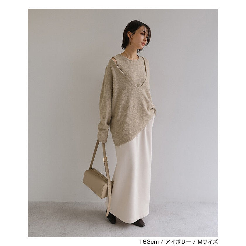 【evernavy】刷毛彈力羅馬布直筒長裙 Japan E-Shop