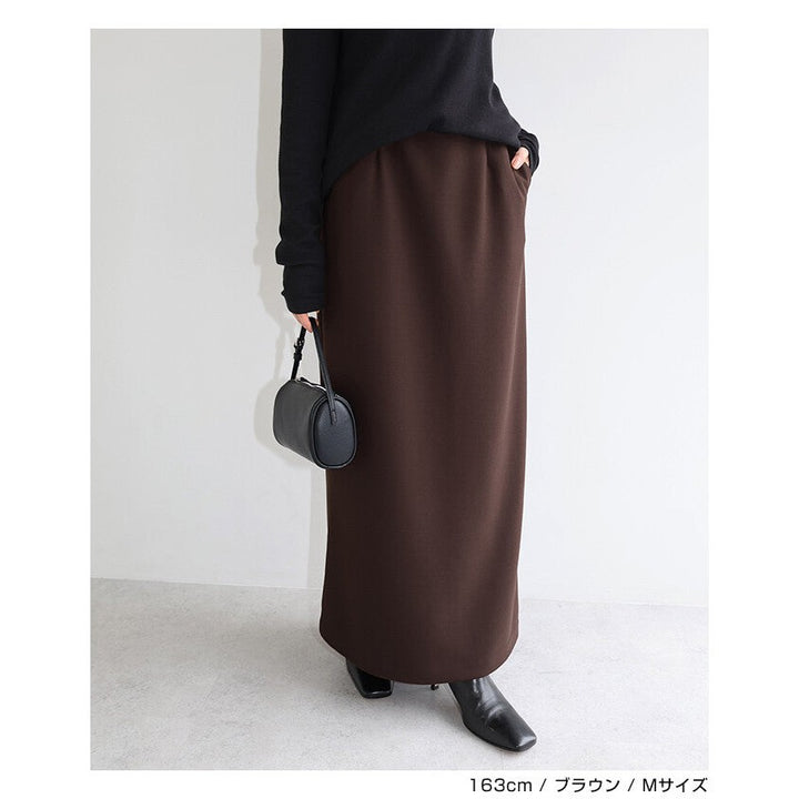 【evernavy】刷毛彈力羅馬布直筒長裙 Japan E-Shop
