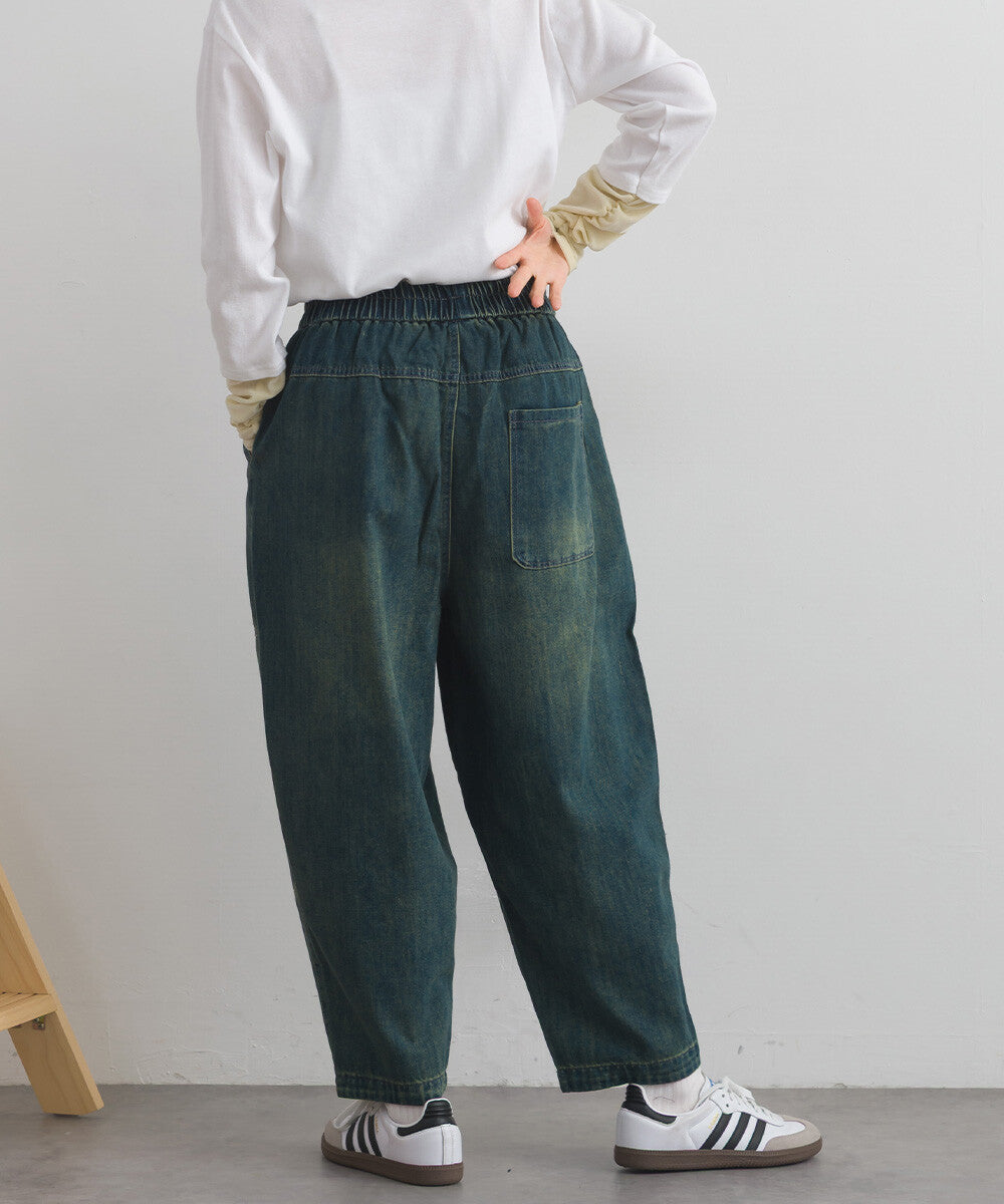 【iriey】塗鴉品牌字母做舊感 鬆緊腰牛仔褲 Japan E-Shop