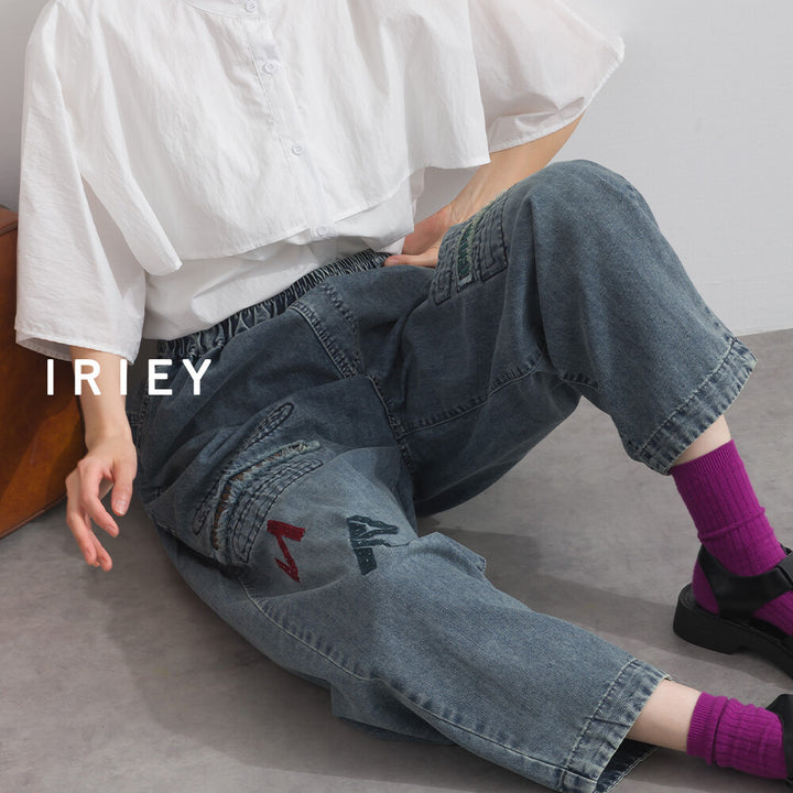 【iriey】手繪拼布設計 繭形鬆緊腰 牛仔褲 Japan E-Shop