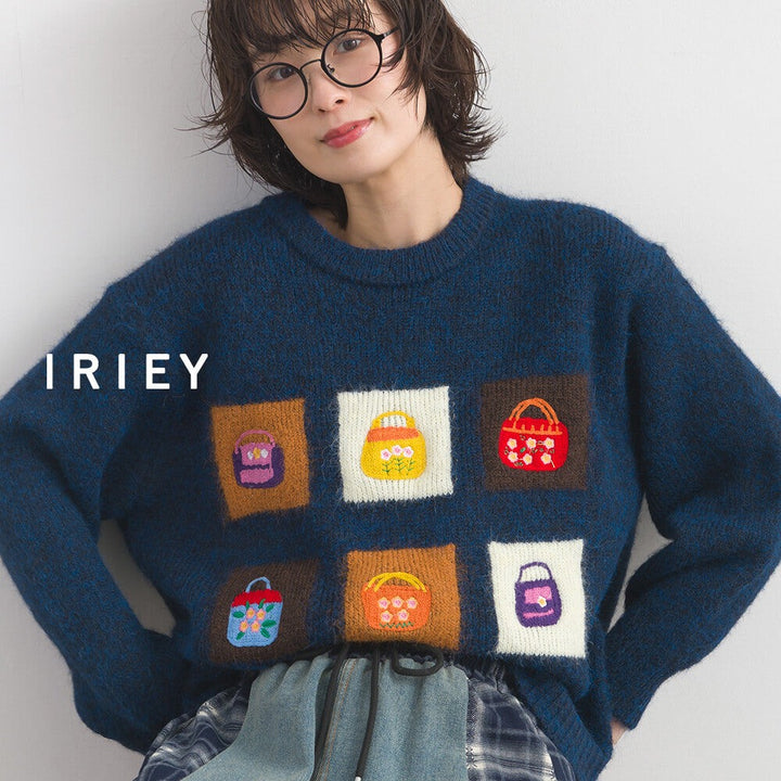 【iriey】提花幾何藝術色塊 寬鬆針織套頭衫 Japan E-Shop