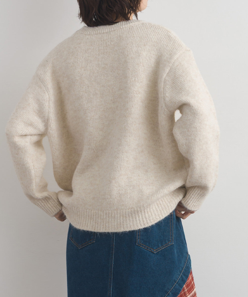 【iriey】提花幾何藝術色塊 寬鬆針織套頭衫 Japan E-Shop