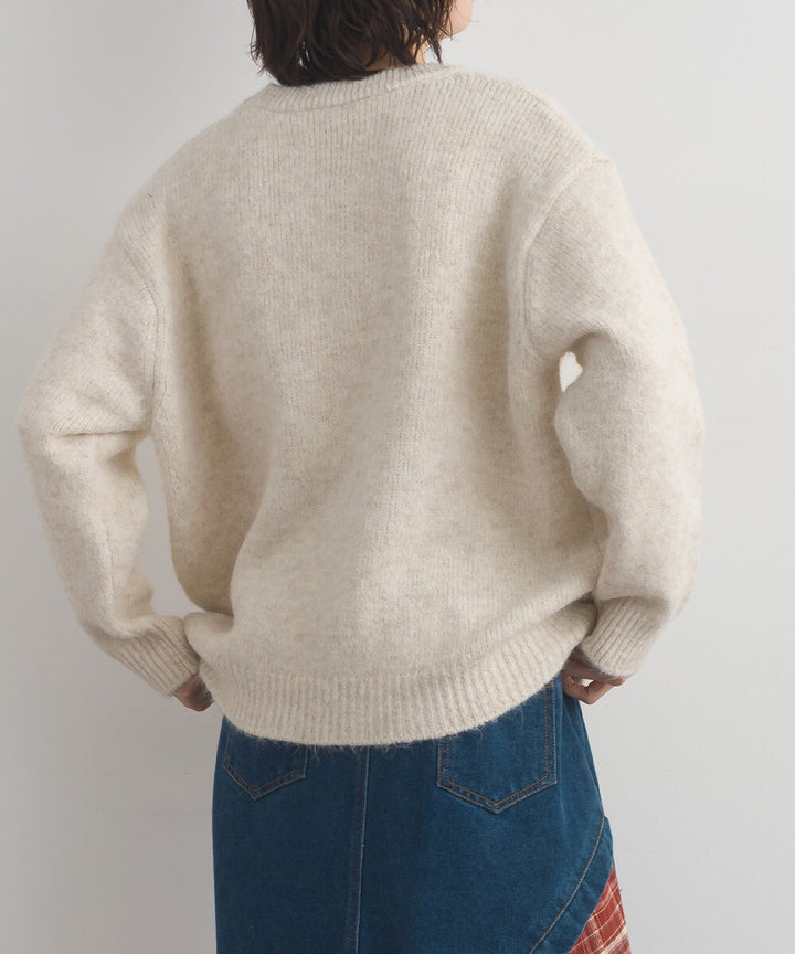 【iriey】提花幾何藝術色塊 寬鬆針織套頭衫 Japan E-Shop