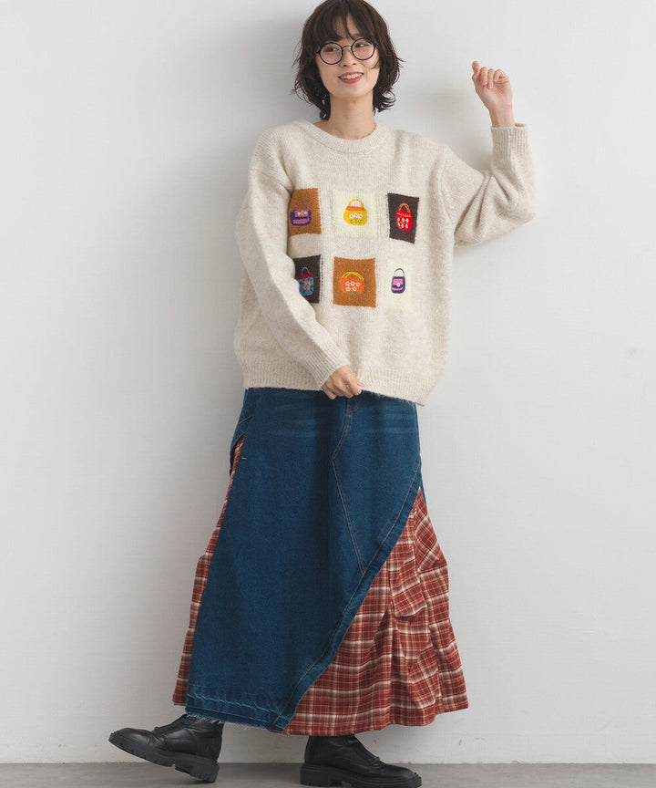 【iriey】提花幾何藝術色塊 寬鬆針織套頭衫 Japan E-Shop