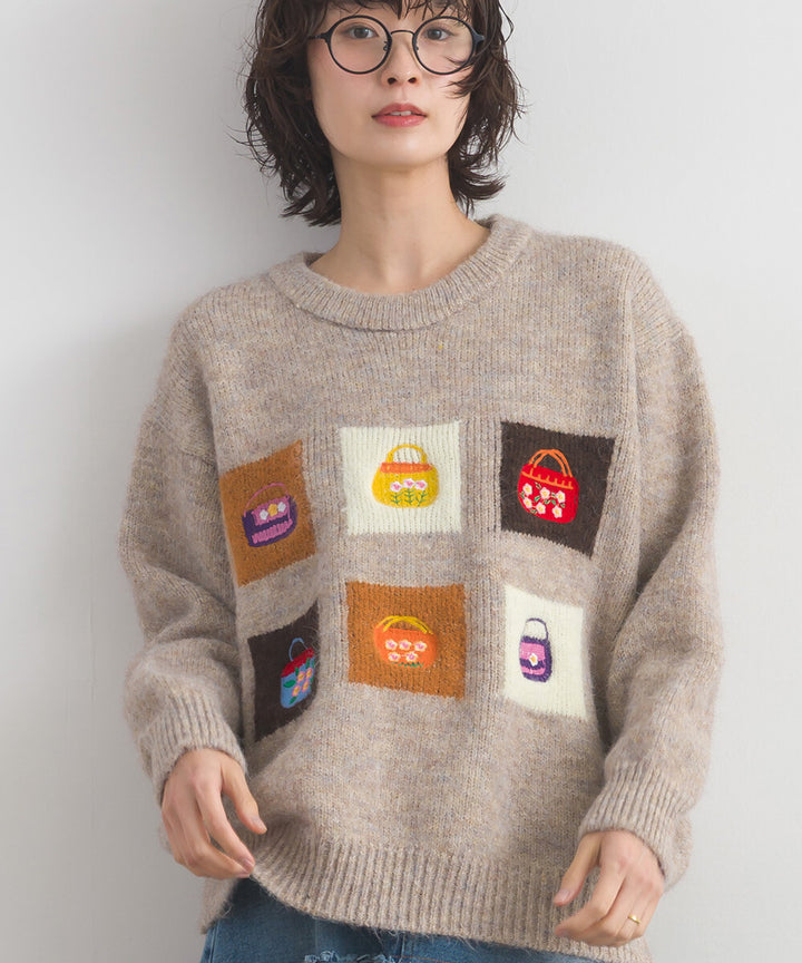 【iriey】提花幾何藝術色塊 寬鬆針織套頭衫 Japan E-Shop