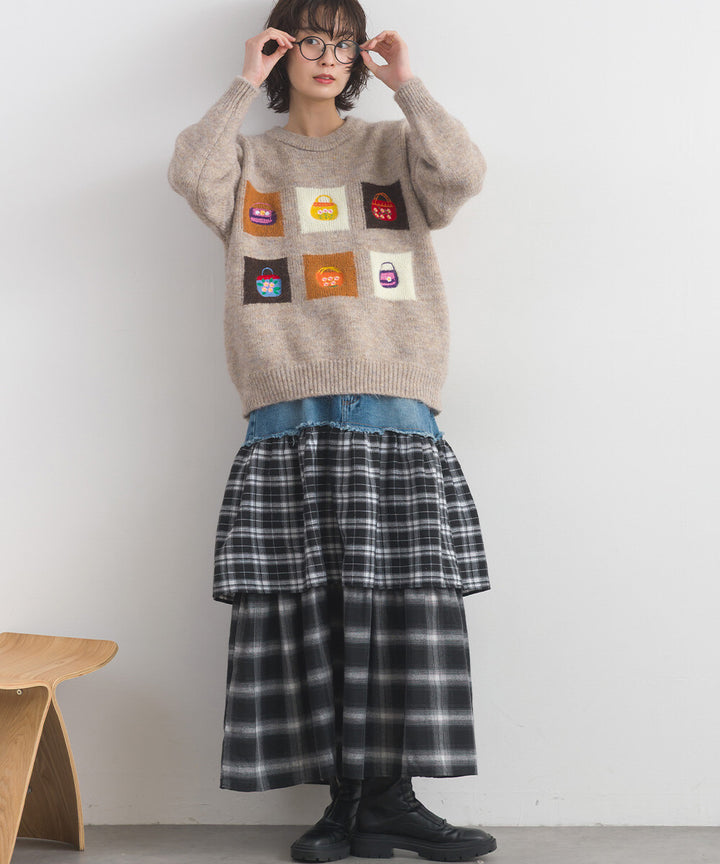 【iriey】提花幾何藝術色塊 寬鬆針織套頭衫 Japan E-Shop