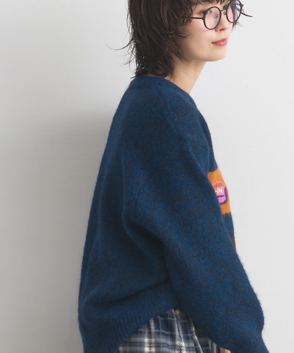 【iriey】提花幾何藝術色塊 寬鬆針織套頭衫 Japan E-Shop