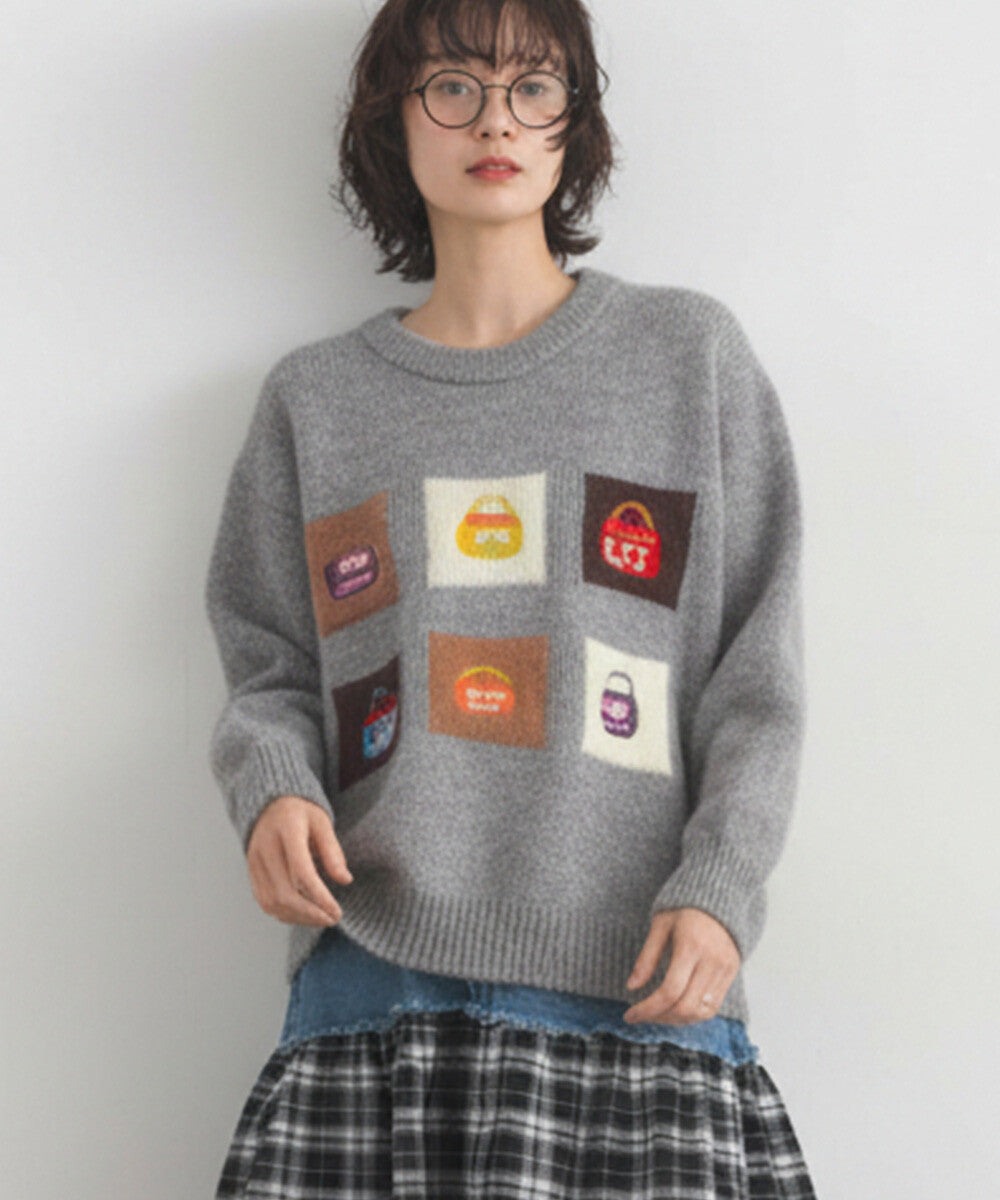 【iriey】提花幾何藝術色塊 寬鬆針織套頭衫 Japan E-Shop