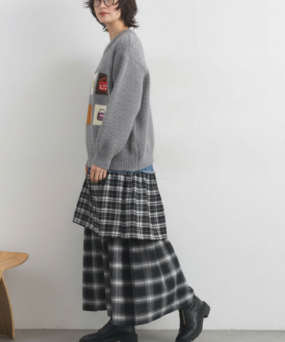 【iriey】提花幾何藝術色塊 寬鬆針織套頭衫 Japan E-Shop