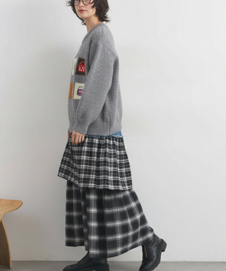 【iriey】提花幾何藝術色塊 寬鬆針織套頭衫 Japan E-Shop