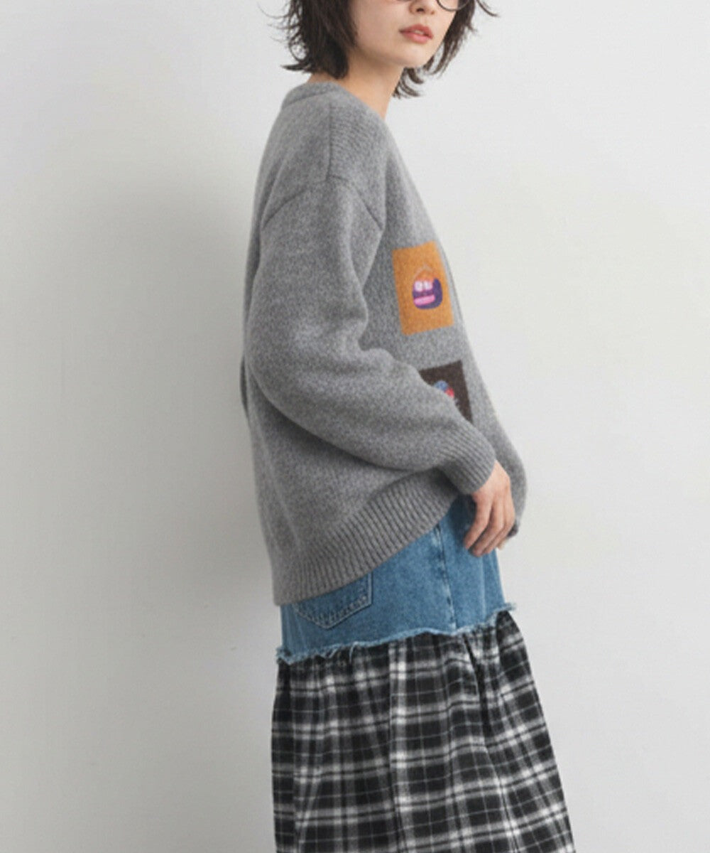 【iriey】提花幾何藝術色塊 寬鬆針織套頭衫 Japan E-Shop