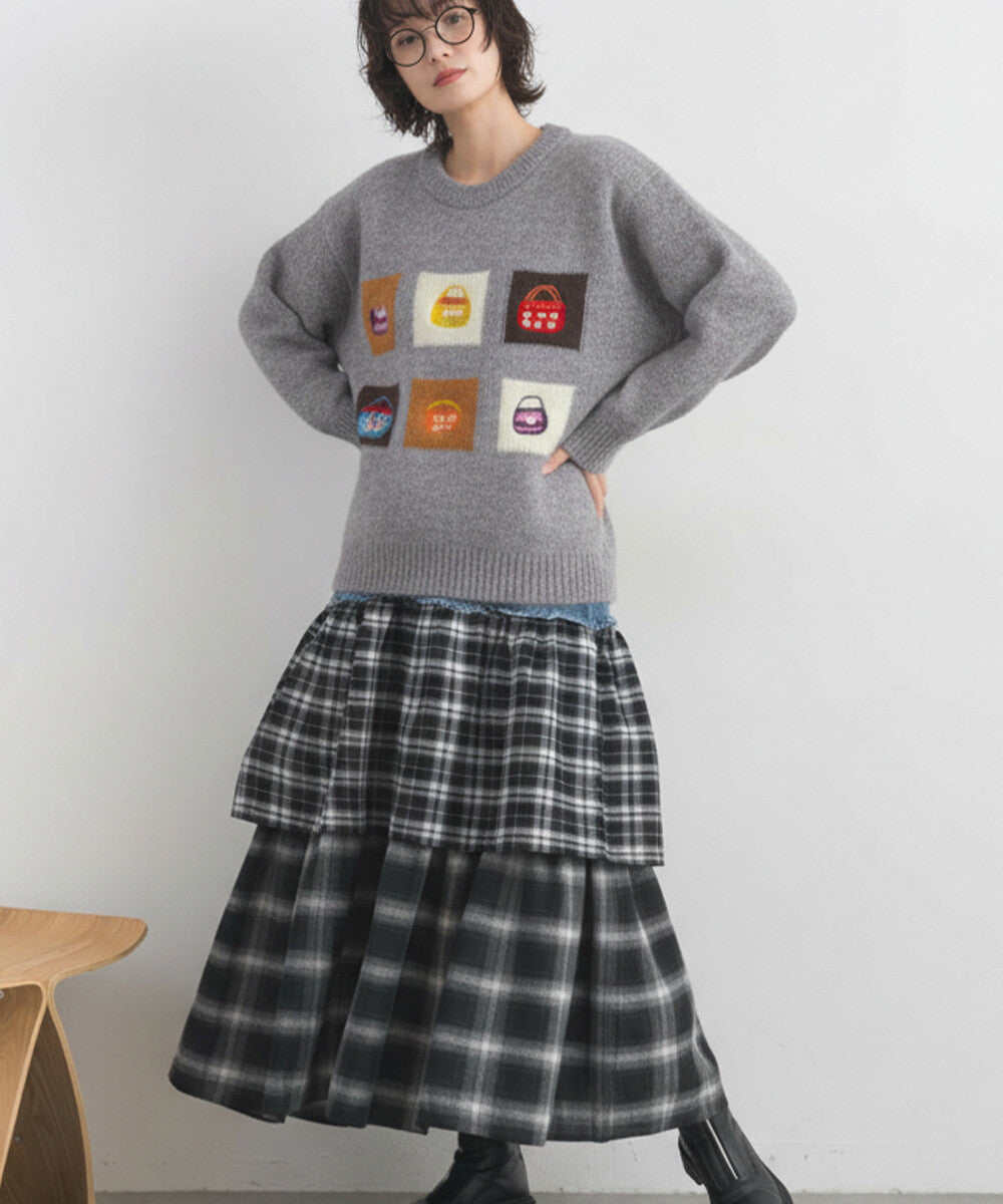 【iriey】提花幾何藝術色塊 寬鬆針織套頭衫 Japan E-Shop