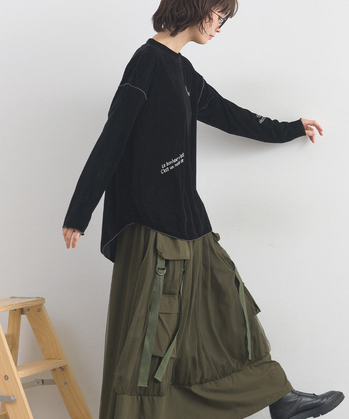 【iriey】軍裝風工裝款 寬擺A字長裙 Japan E-Shop