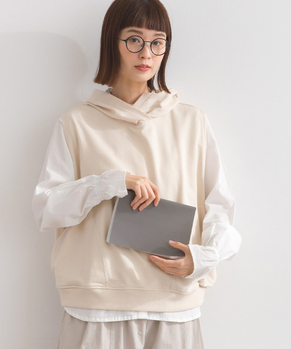 【iriey】裙擺抽繩調節 厚刷毛剪接背心 Japan E-Shop