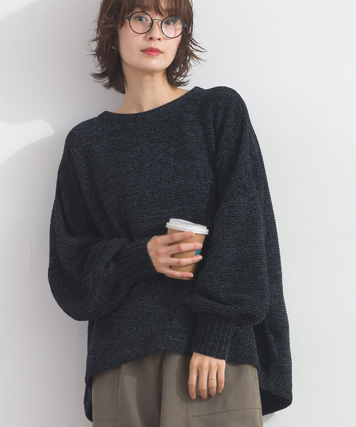 【iriey】絨毛混紡拼色 蝙蝠袖 寬鬆針織套頭衫 Japan E-Shop