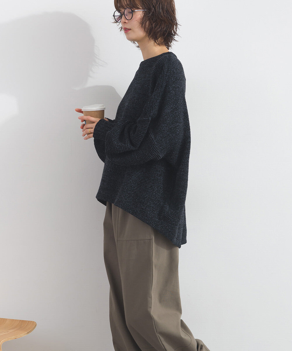 【iriey】絨毛混紡拼色 蝙蝠袖 寬鬆針織套頭衫 Japan E-Shop