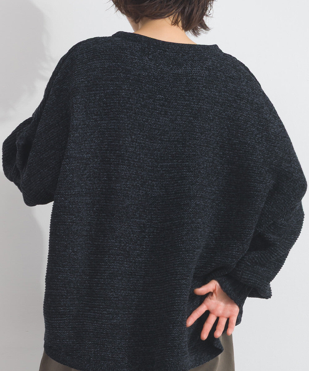 【iriey】絨毛混紡拼色 蝙蝠袖 寬鬆針織套頭衫 Japan E-Shop