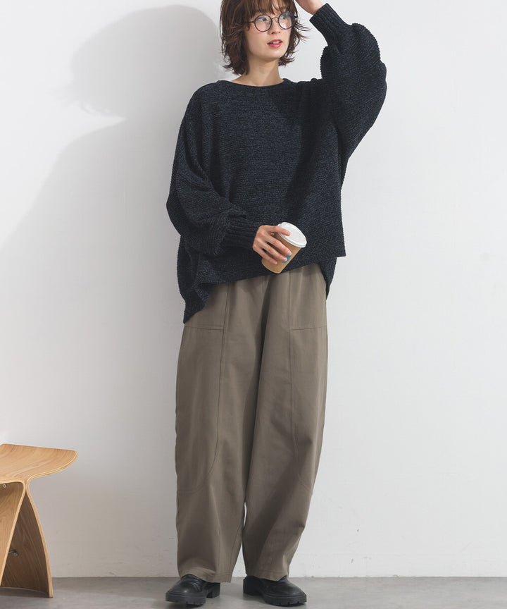 【iriey】絨毛混紡拼色 蝙蝠袖 寬鬆針織套頭衫 Japan E-Shop