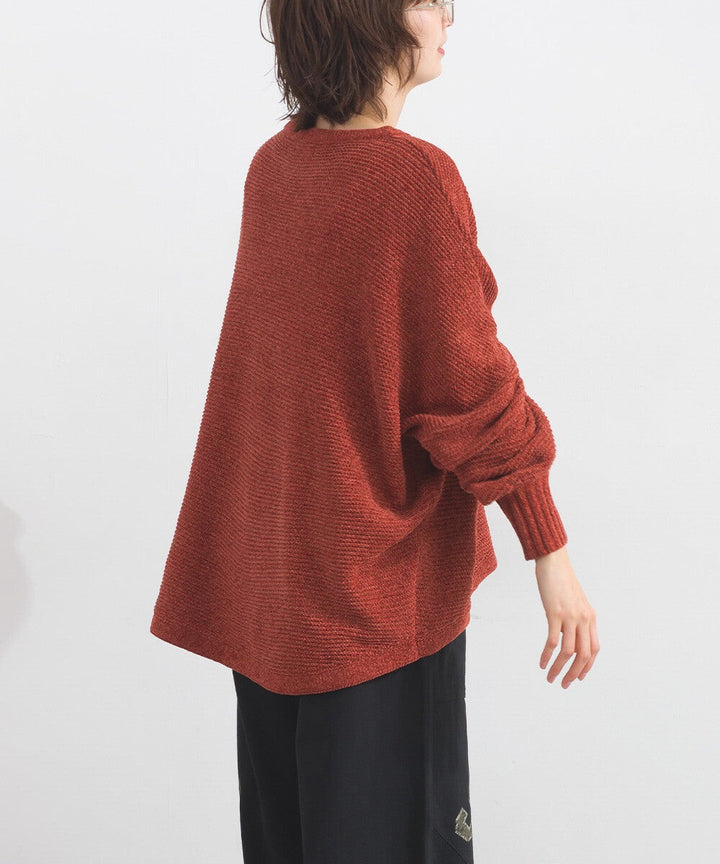 【iriey】絨毛混紡拼色 蝙蝠袖 寬鬆針織套頭衫 Japan E-Shop