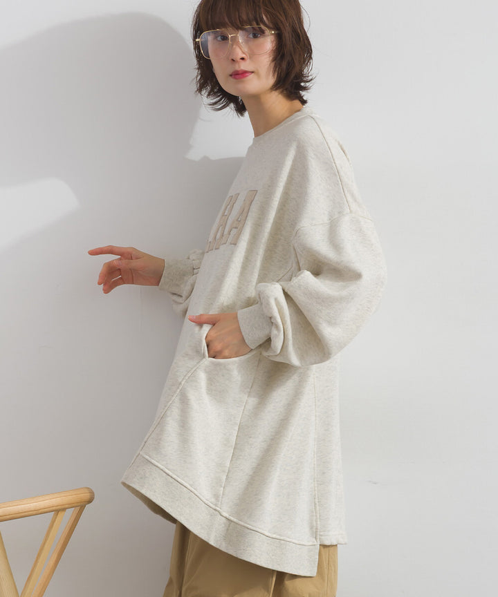 【iriey】品牌徽章 刷毛不規則長版上衣 Japan E-Shop