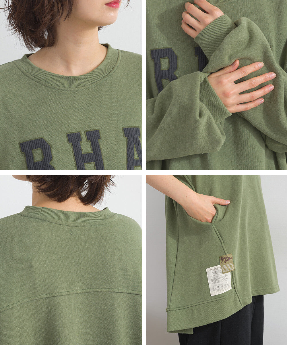 【iriey】品牌徽章 刷毛不規則長版上衣 Japan E-Shop
