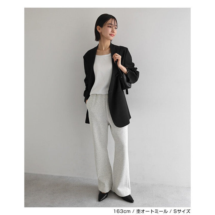 【evernavy】棉混毛圈窄版微喇叭休閒長褲 Japan E-Shop