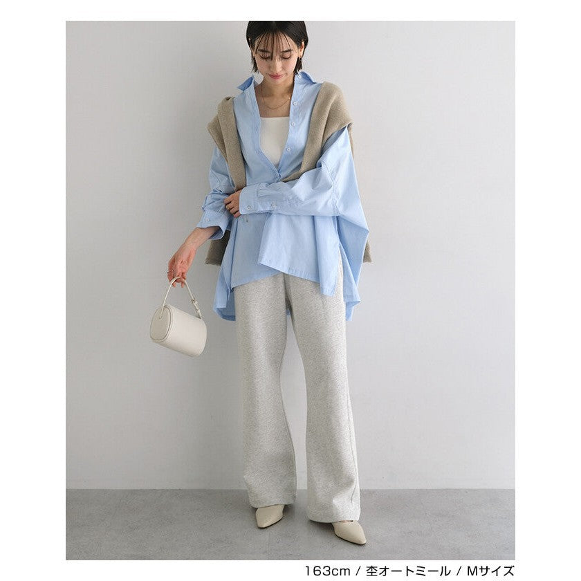 【evernavy】棉混毛圈窄版微喇叭休閒長褲 Japan E-Shop