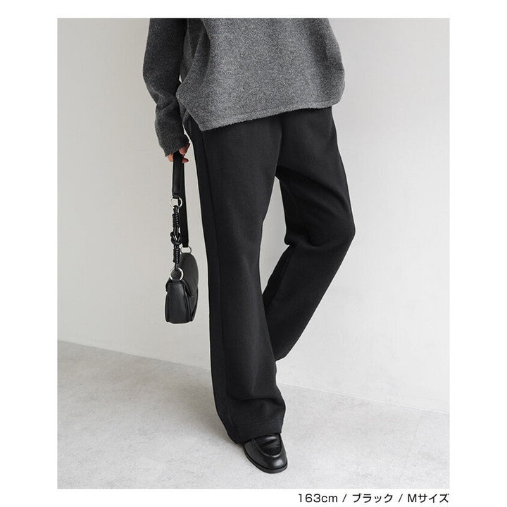 【evernavy】棉混毛圈窄版微喇叭休閒長褲 Japan E-Shop