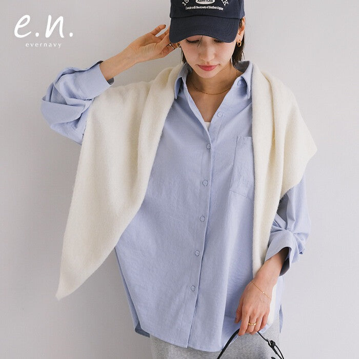 【evernavy】兩穿袖型自然皺感長袖襯衫 Japan E-Shop