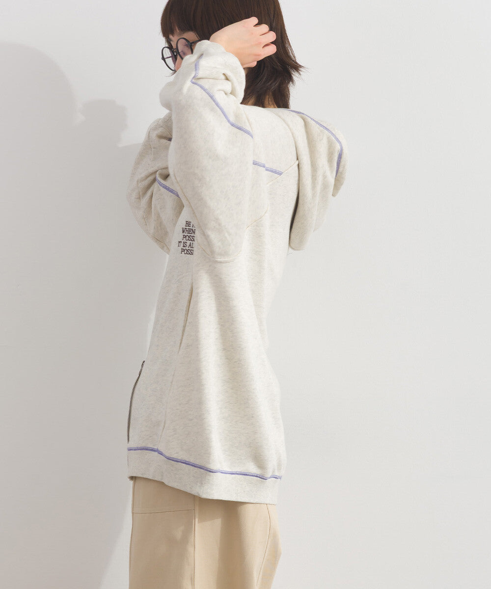 【iriey】撞色縫線刺繡 厚刷毛 拉鍊連帽外套 Japan E-Shop