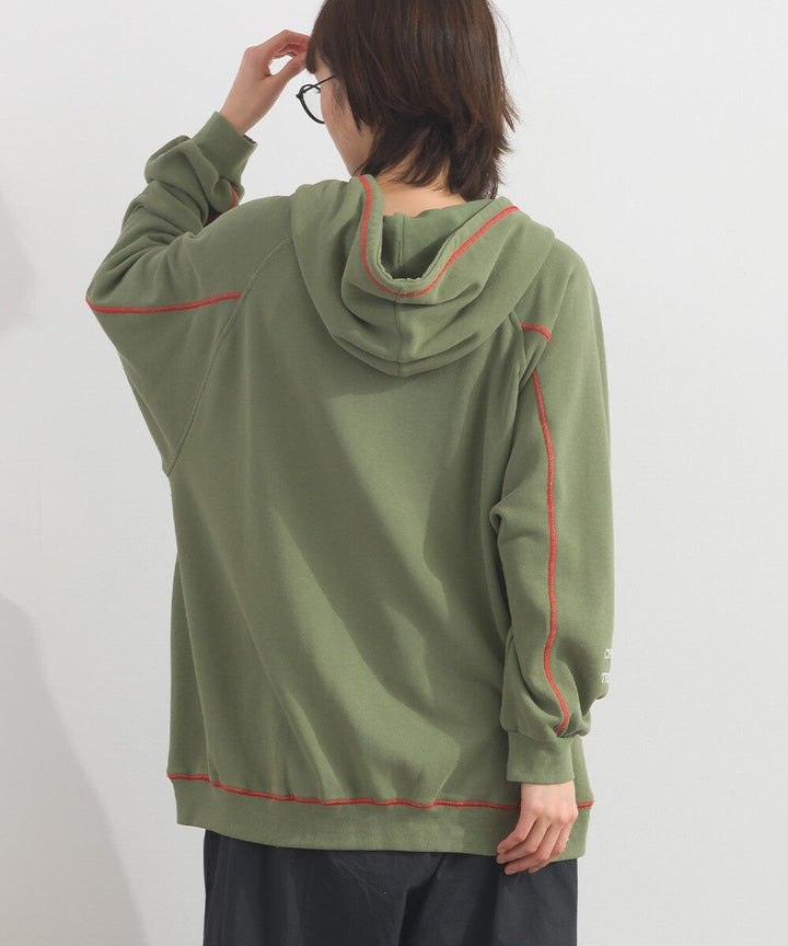 【iriey】撞色縫線刺繡 厚刷毛 拉鍊連帽外套 Japan E-Shop