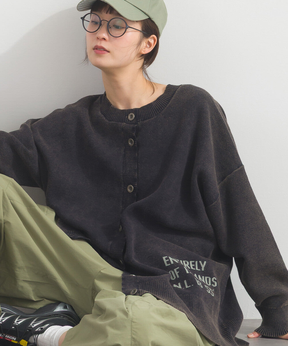 【iriey】品牌字母 磨砂水洗 雙面穿圓領針織開衫 Japan E-Shop