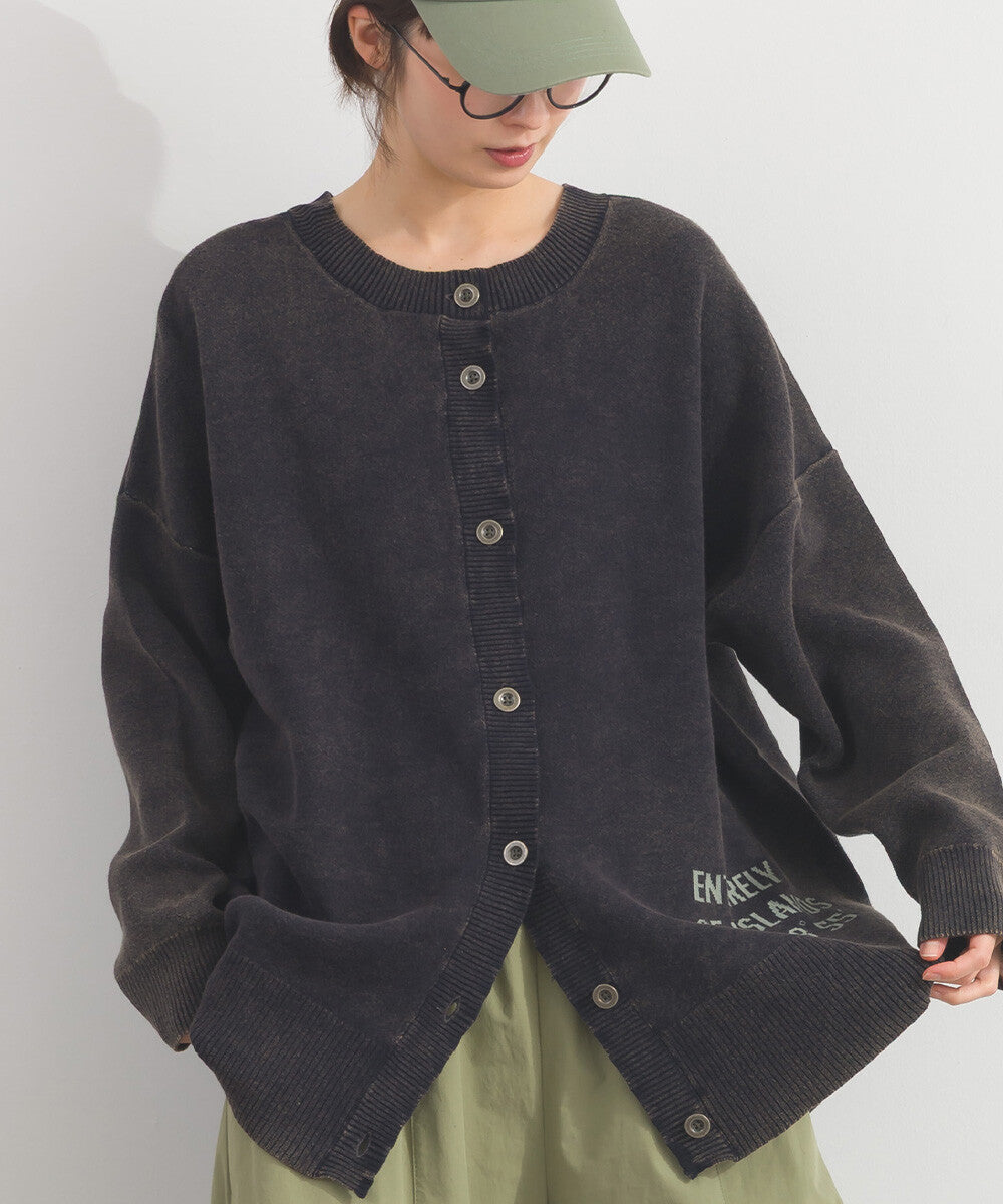 【iriey】品牌字母 磨砂水洗 雙面穿圓領針織開衫 Japan E-Shop